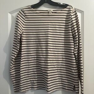 J. Crew Black and Cream Striped Top